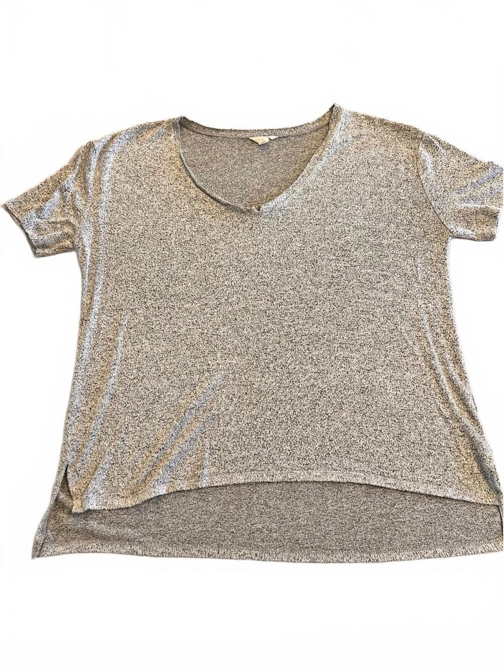 Caslon Women's XL Gray V-Neck Short Sleeve Top